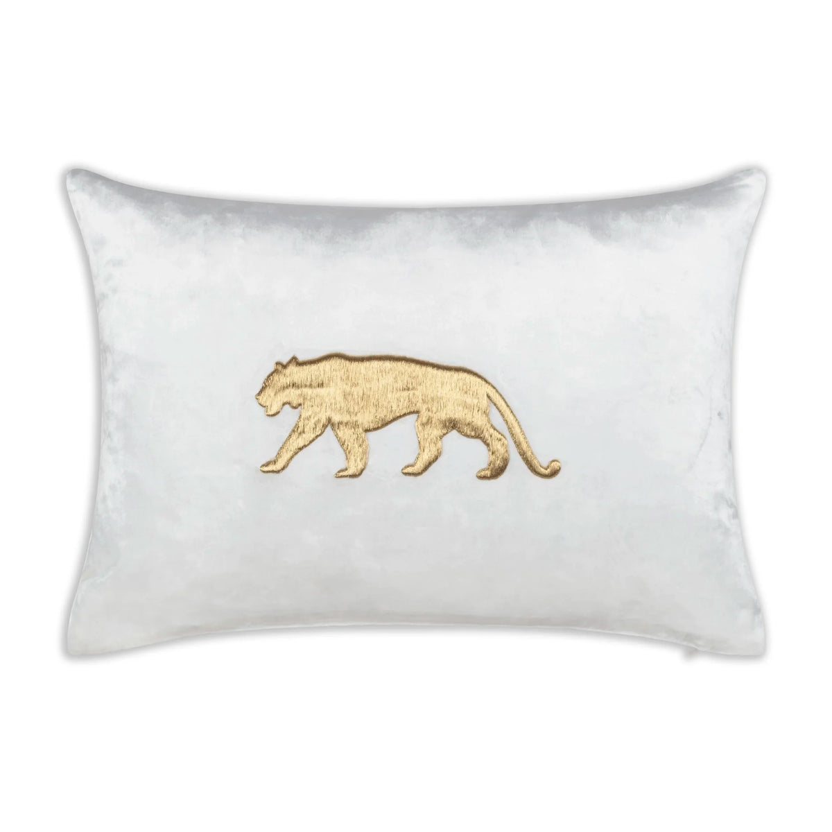 Rica Ivory Gold Embroidered Lumbar Pillow by Maison Burgos