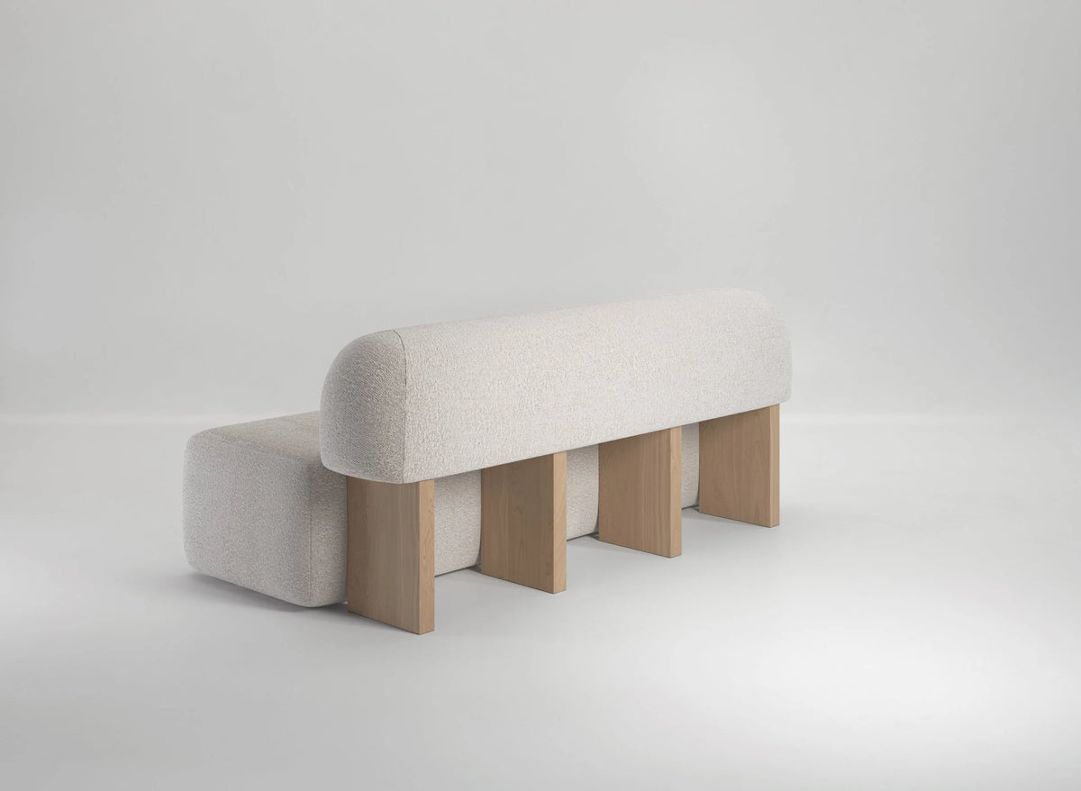Yemeni Modular Sectional Sofa straight sofa in cream, back three-quarter view