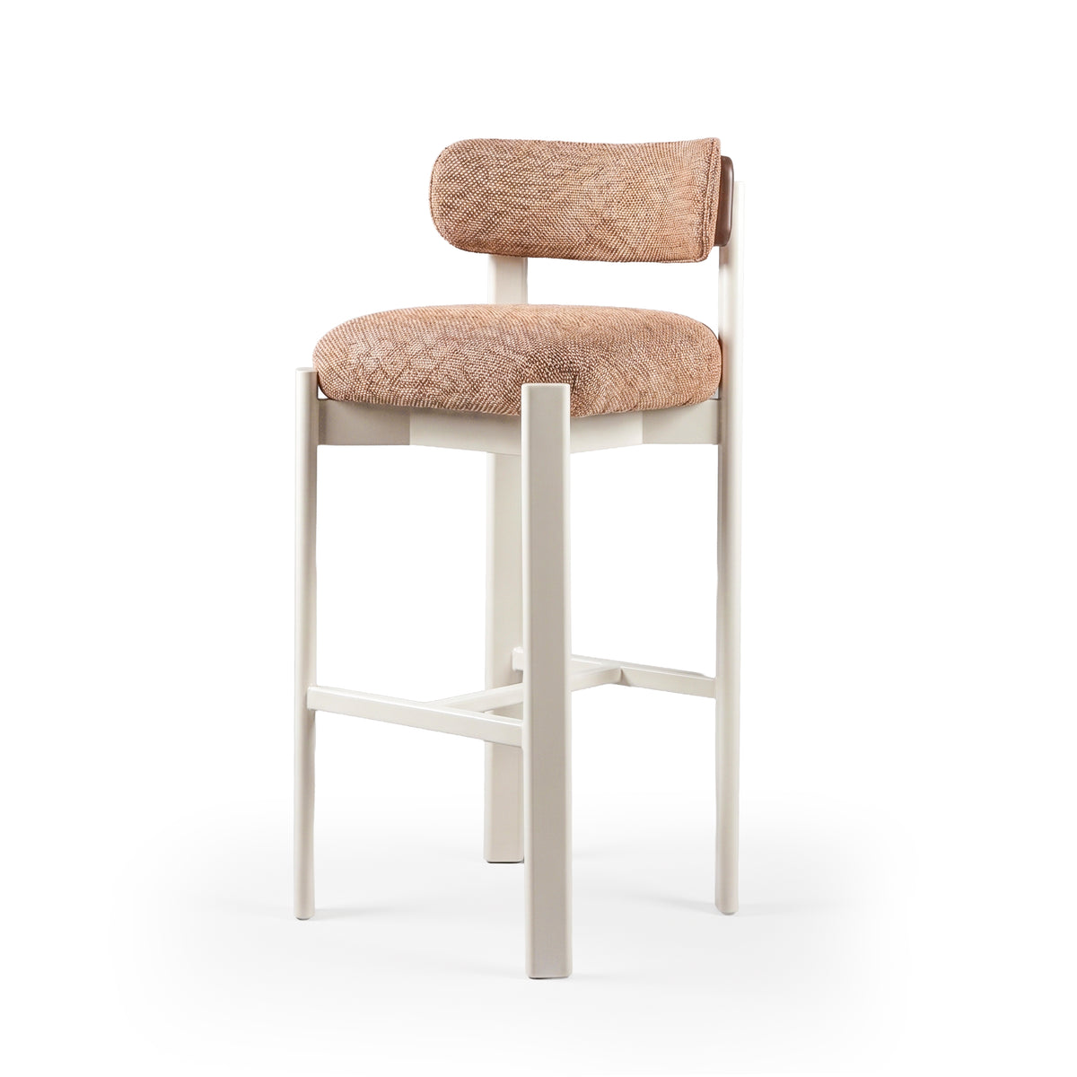 Siena Bar & Counter Stool in Akalu Autumn fabric on an ivory lacquered wood frame