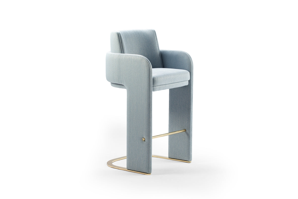 Odisseia Counter Stool in pale blue on a white background
