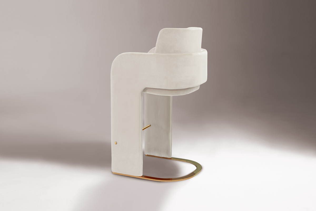 Odisseia Counter Stool in off-white, rear three-quarter view