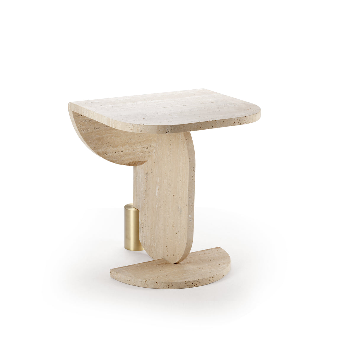 Playing Games Travertine Side Table, side view