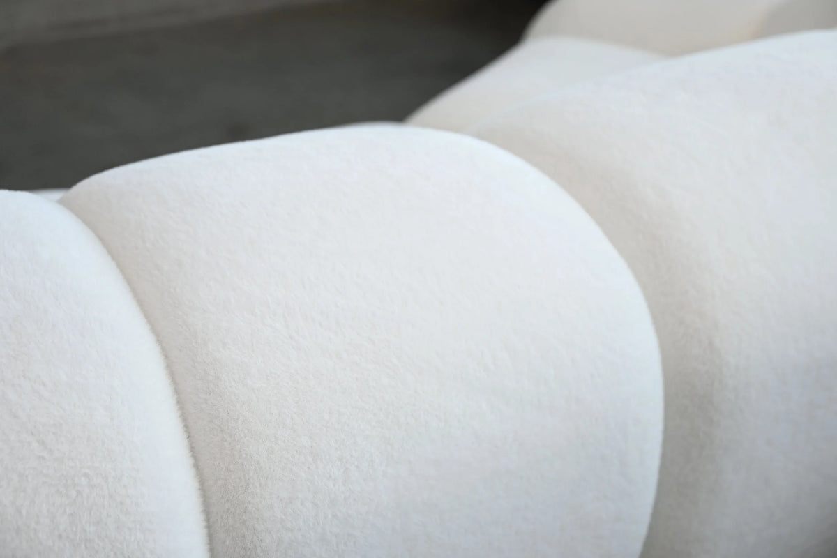 Cirro Sofa - 4-Seater in Polar White, close-up of bouclé arm texture