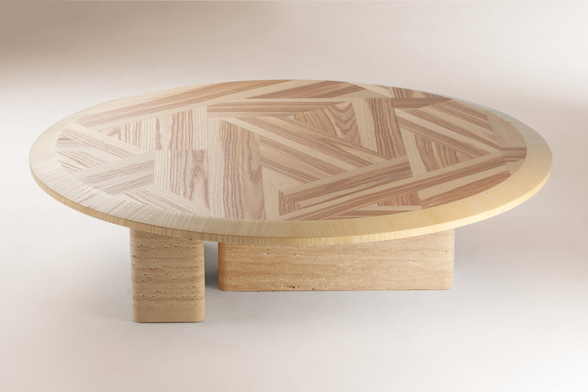 L’anamour Coffee Table center table alone with travertine base
