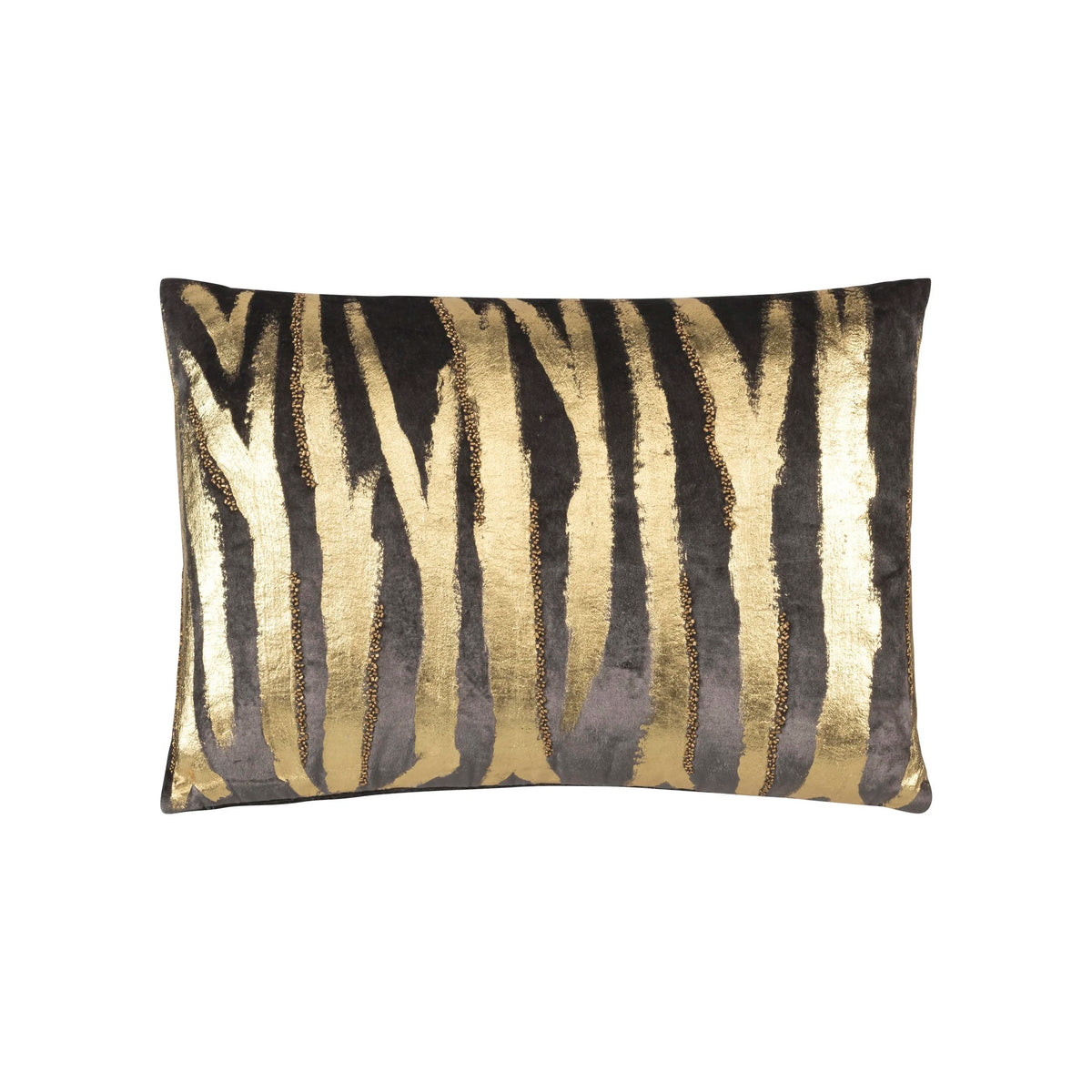 Adele Velvet Pillow in Charcoal Gold, front view on a white background