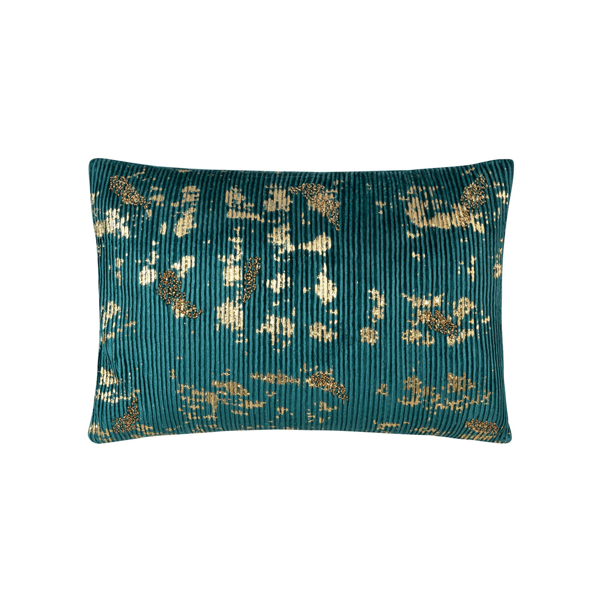 Adele Velvet Pillow in teal and gold