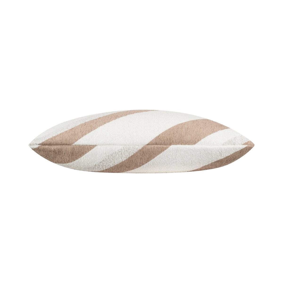 Striped Comfort Pillow in Beige diagonal stripes, side view