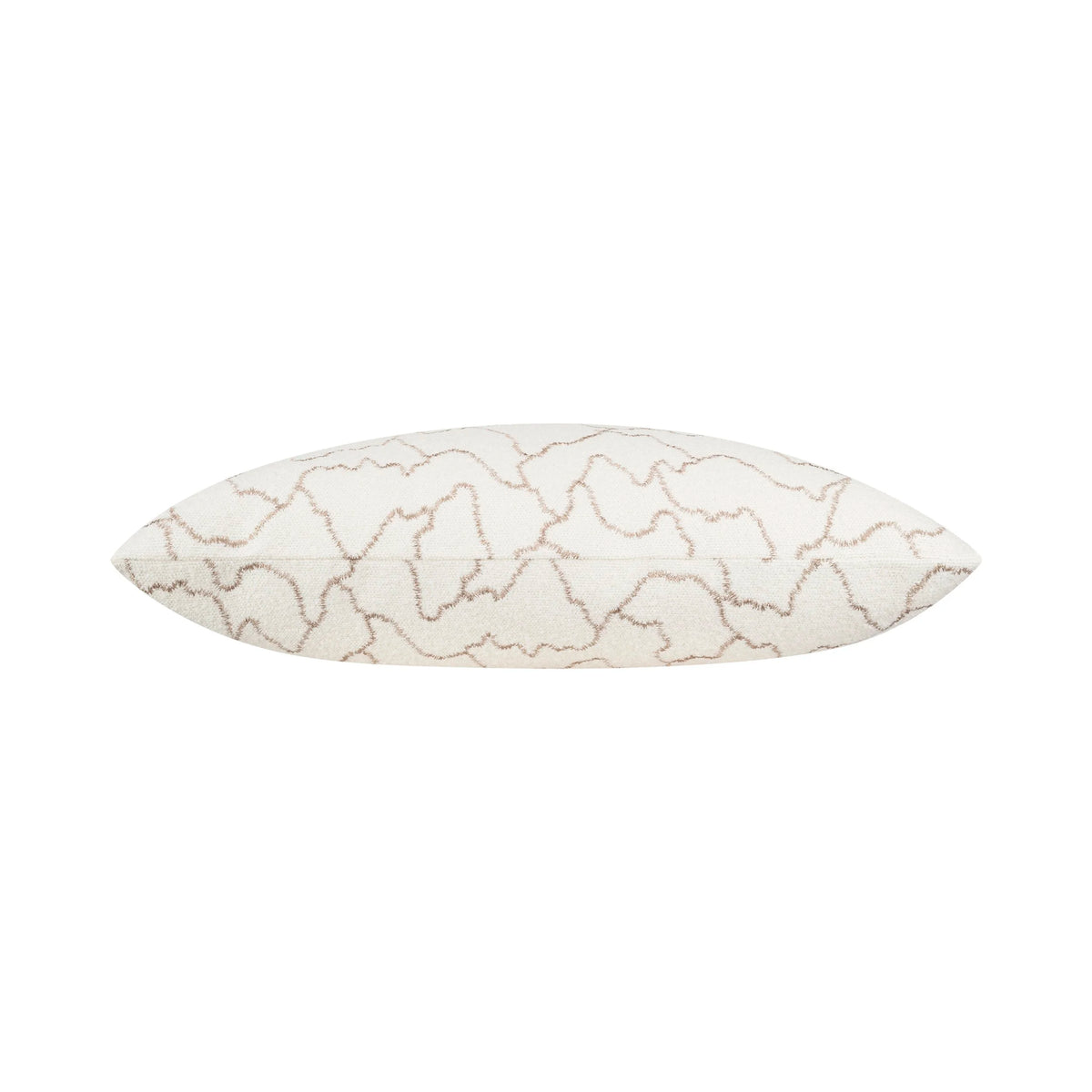Summit Pillow side profile in ivory with taupe pattern