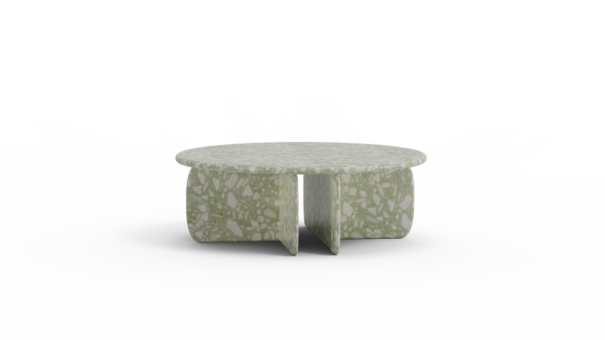 Catus Coffee Table - Outdoor in Terrazzo Sage, pale green terrazzo top and base