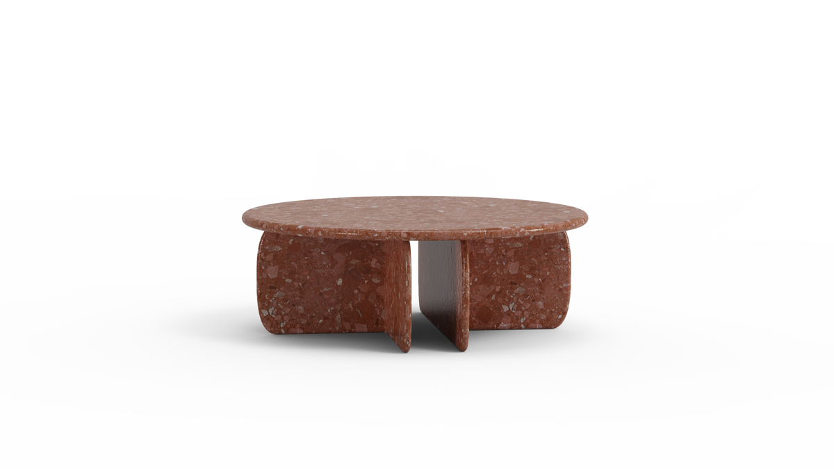 Catus Coffee Table - Outdoor in Terrazzo Red, side view render