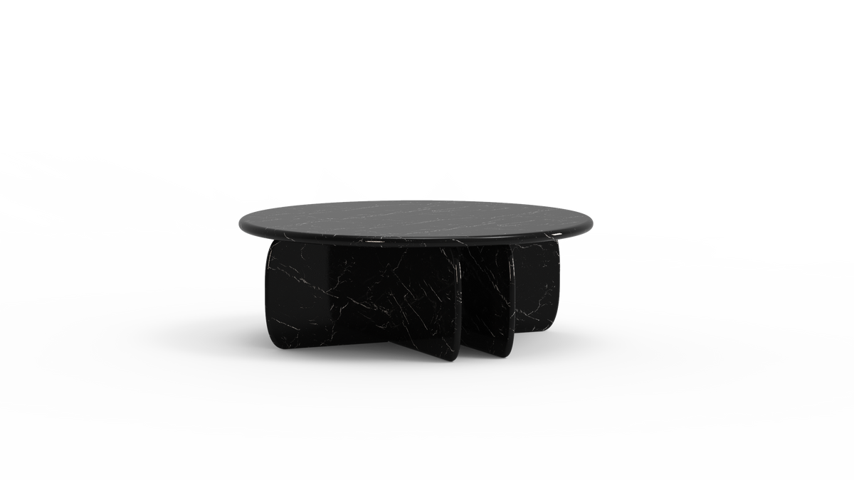 Catus Marble Coffee Table in Nero Marquina black marble, front view