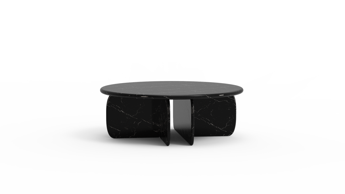 Catus Coffee Table - Outdoor in Nero Marquina black marble, three-quarter view