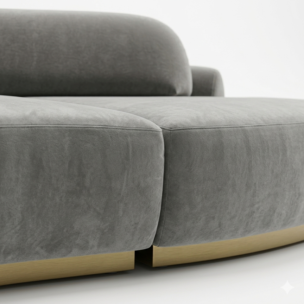 Naked Curved Sectional Sofa module join detail by Maison Burgos