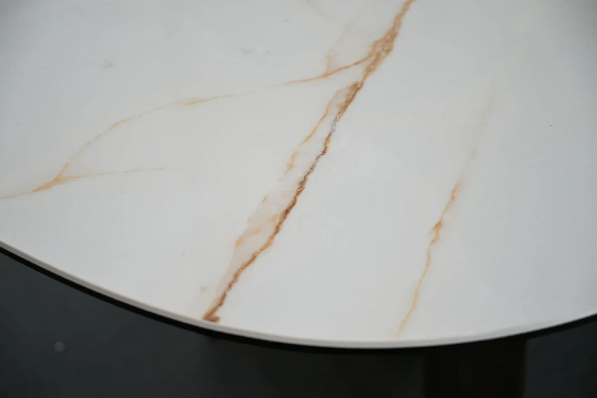 Sorrento Dining Table close-up of white top with gold veining