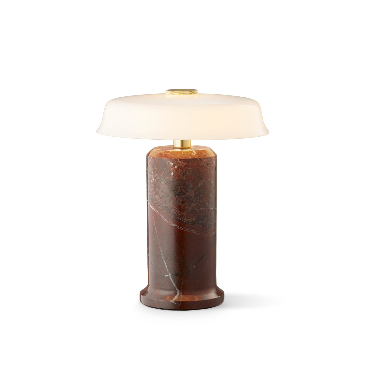 Trip 2 Table Lamp – Burgundy | Opal lit, burgundy marble base and white shade