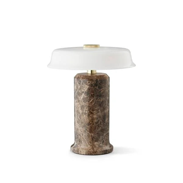 Trip 2 Table Lamp in Dark Emperador marble with Opal shade