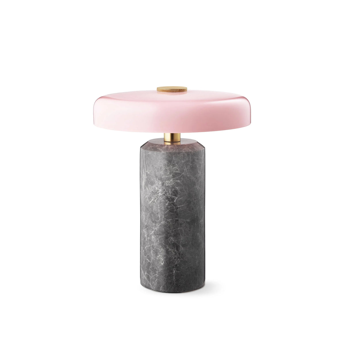 Trip Table Lamp – Silver | Rose, grey marble base with glossy rose shade, front view