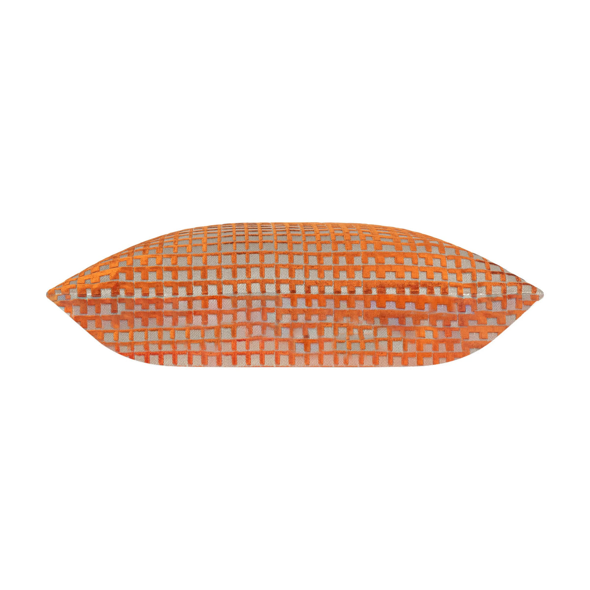 Elly Gold Pillow in Rust with gold grid, side profile