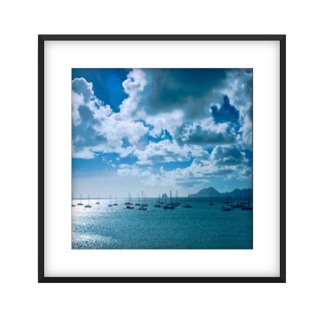 La Baie Bleu photographic print in Black frame