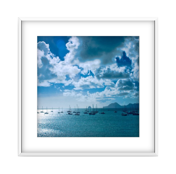 La Baie Bleu photographic print in White frame