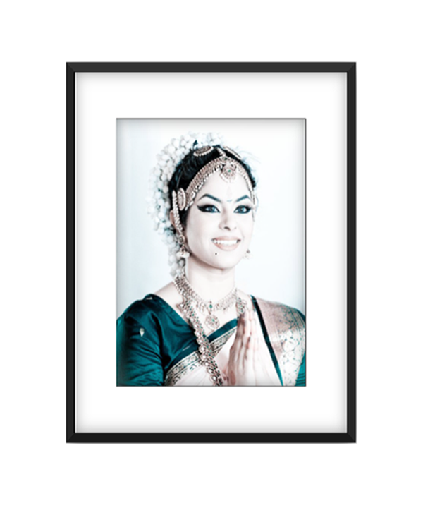Namaste Blue photographic print in Black frame