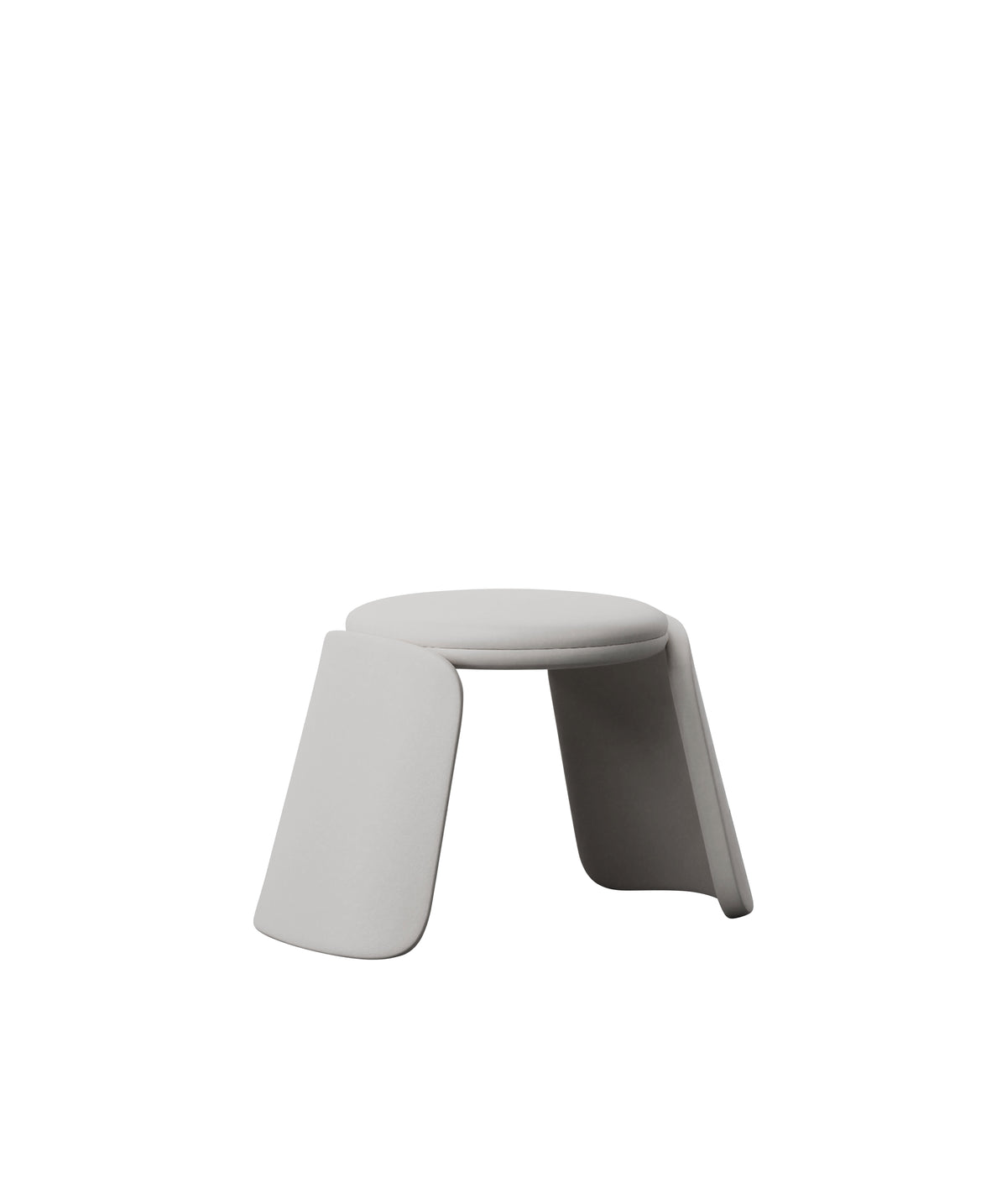 Inge Pouf in light grey, three-quarter view on white