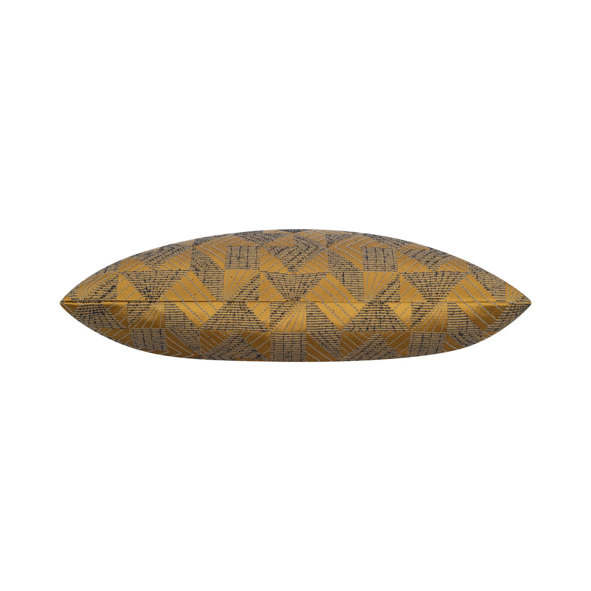 Geocentric Gold Pillow in gold geometric weave, side view