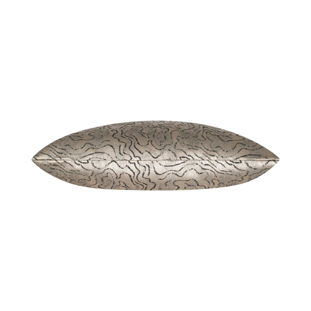 Cora Pillow in metallic wavy-line pattern, side view