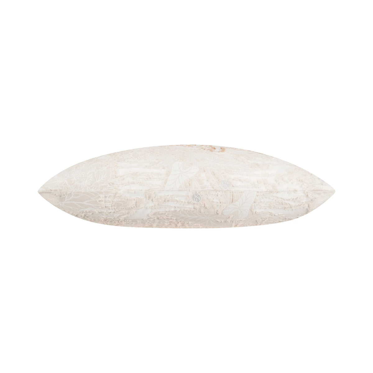 Swan Lake Pillow, side profile in ivory with blush pattern