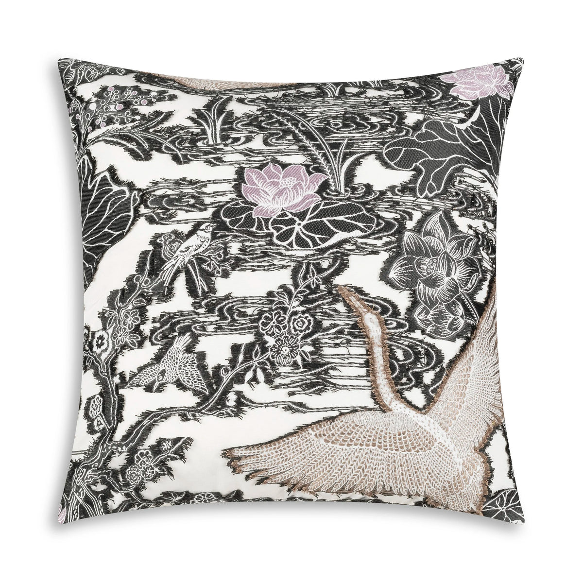 Crane & Lotus Pillow by Maison Burgos