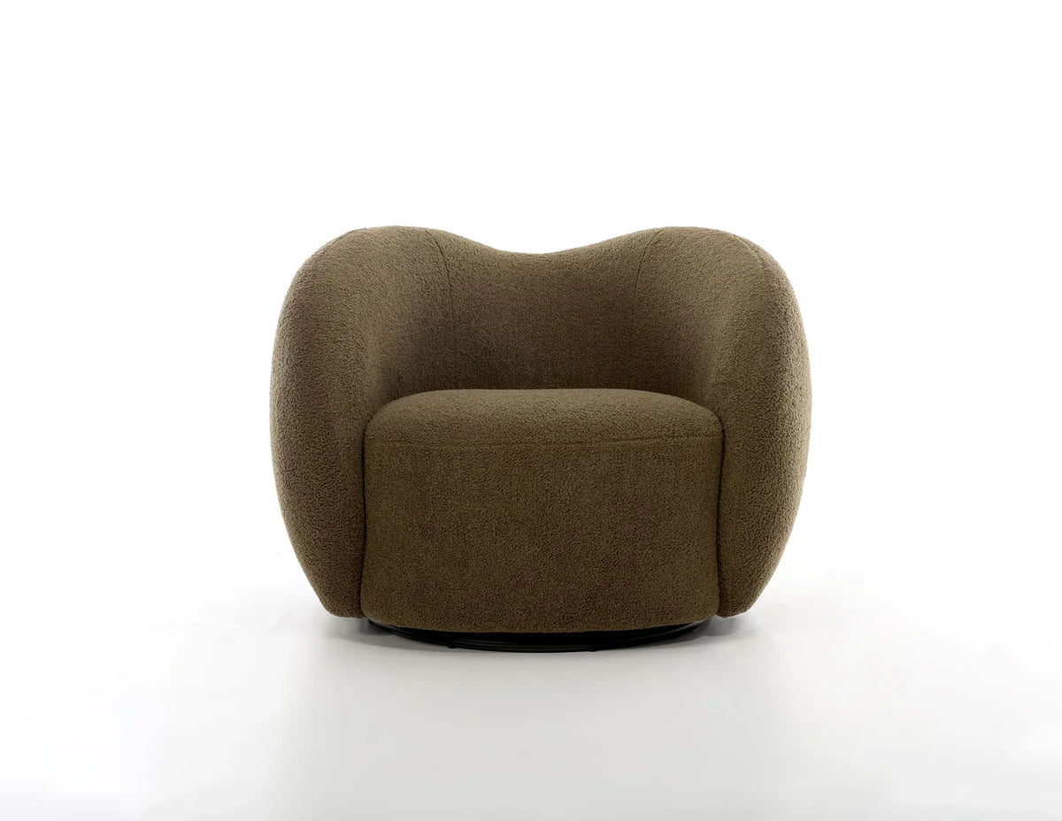 Dune Swivel Lounge Chair in Army Teddy, front view