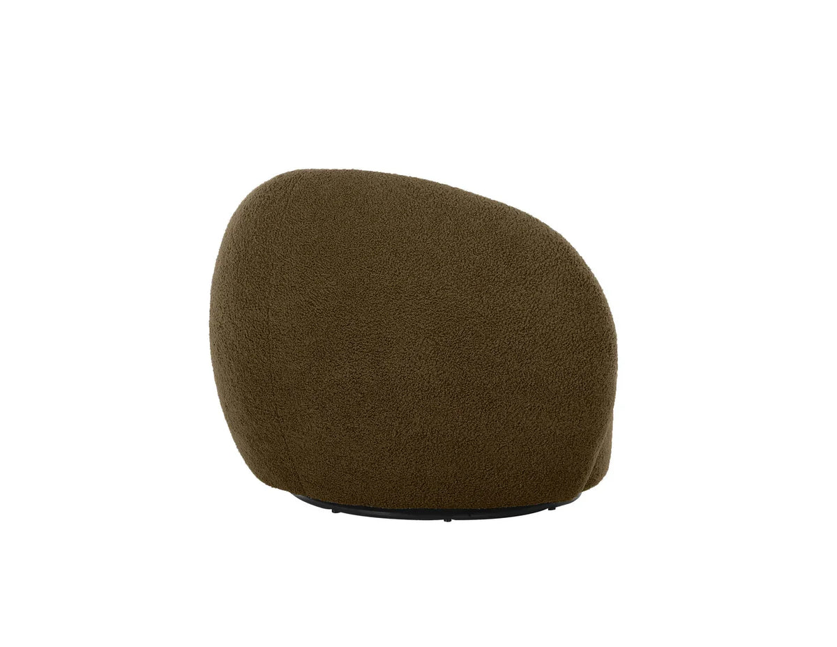 Dune Swivel Lounge Chair in Army Teddy, side view