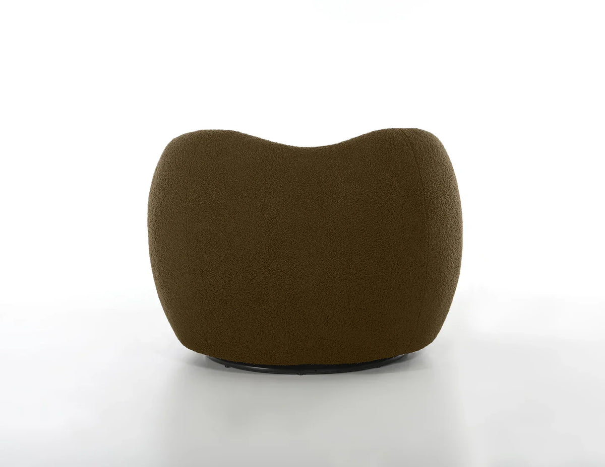 Dune Swivel Lounge Chair in Army Teddy, back view
