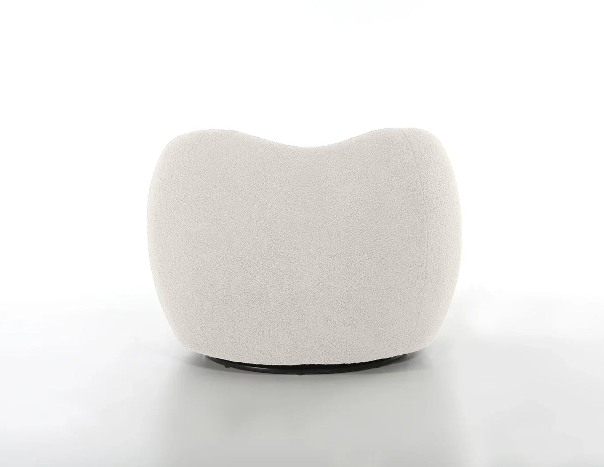Dune Swivel Lounge Chair in Cream Teddy, back view