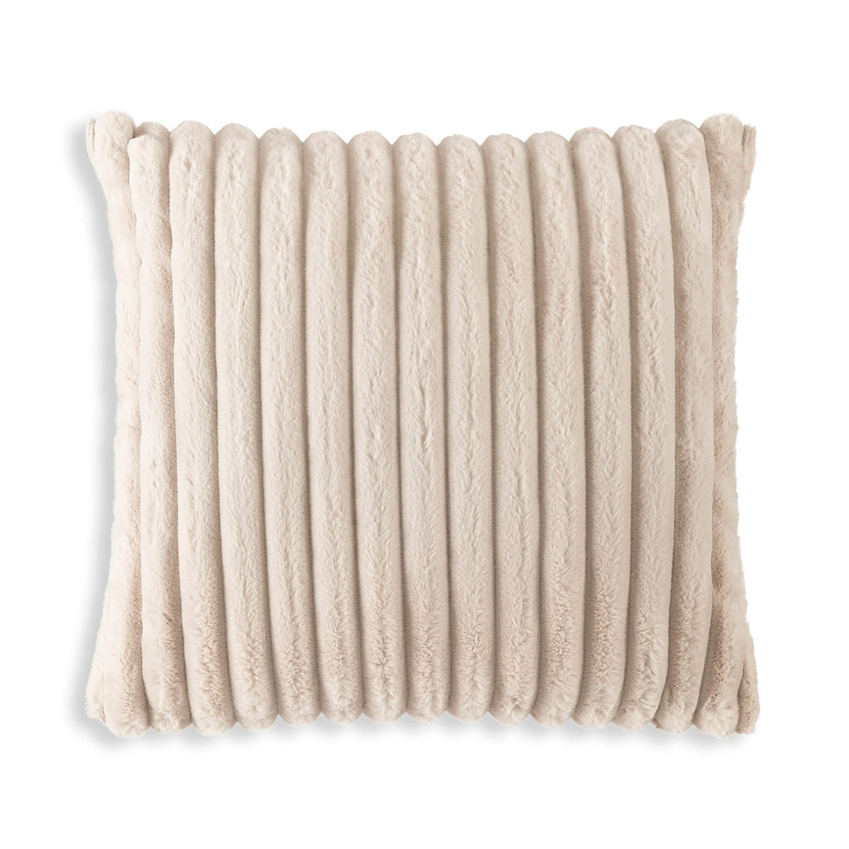 Lux Beige Ribbed Fur Pillow by Maison Burgos