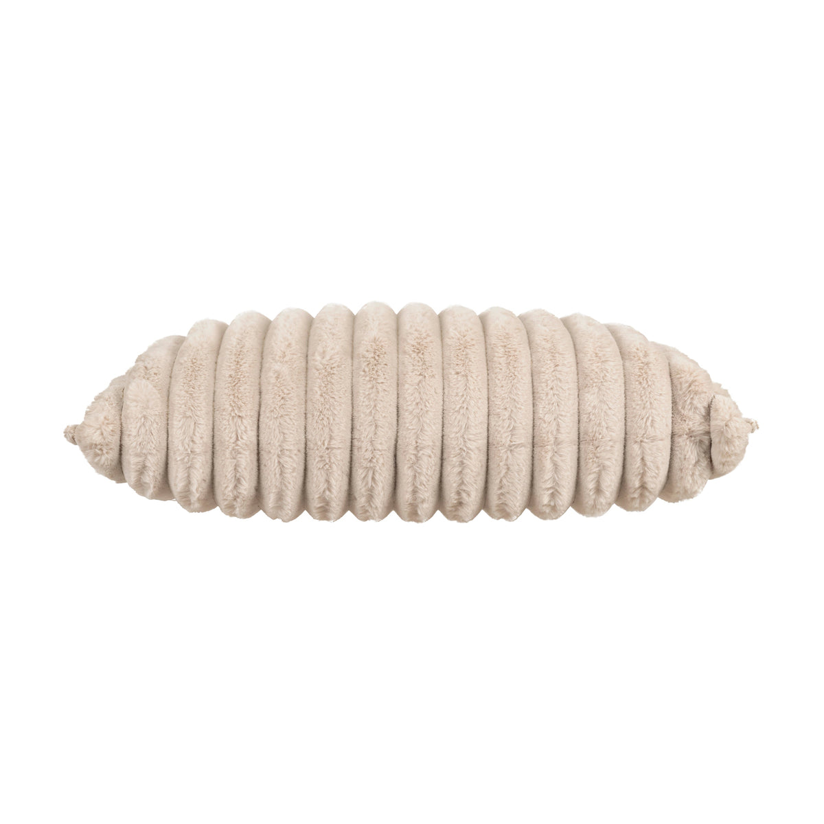 Lux Beige Ribbed Fur Pillow side view