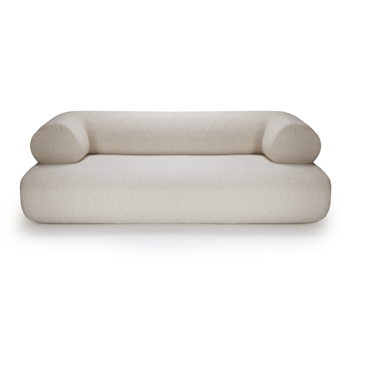 Carmel Sofa 3-seater in ivory Bouclé with bolster arms, front view