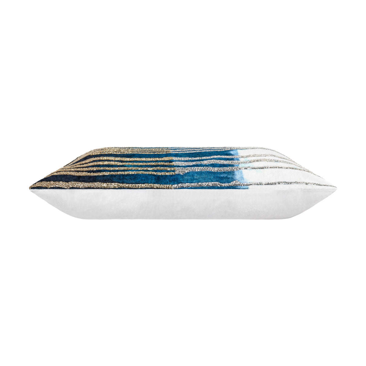 Maia Blue Embroidered Lumbar Pillow - detail