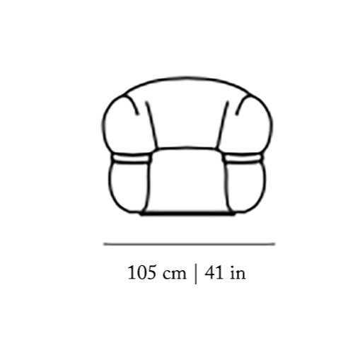 Malibu Armchair front dimension drawing: 41" (105 cm) wide