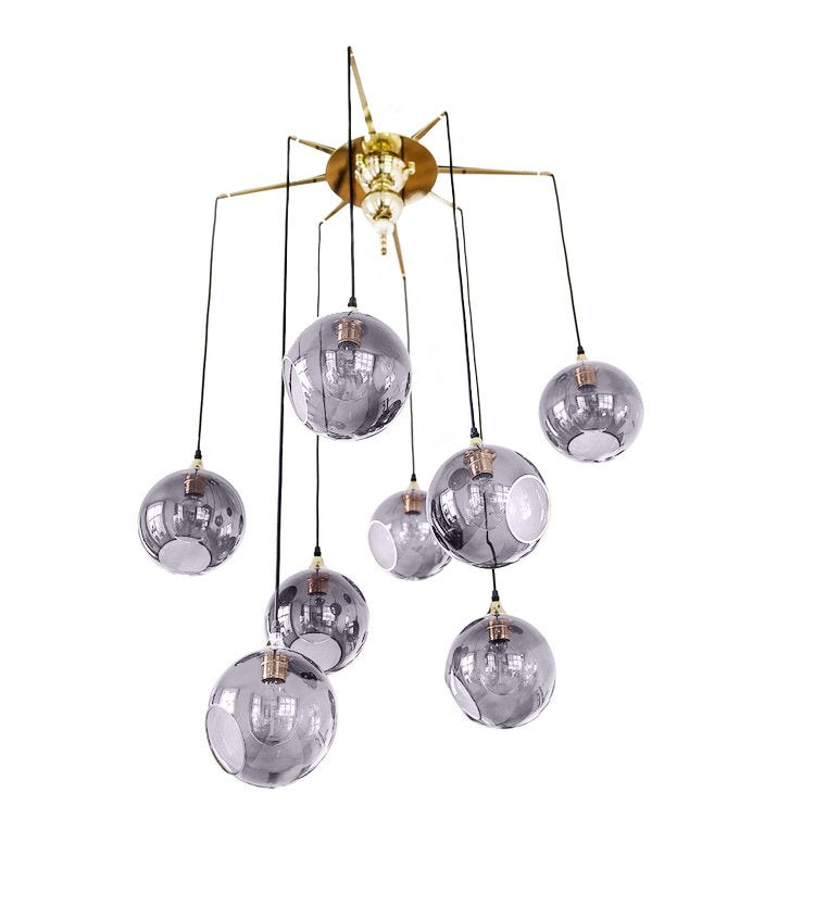 Flash Your Lamps Chandelier Light with smoke grey glass globes