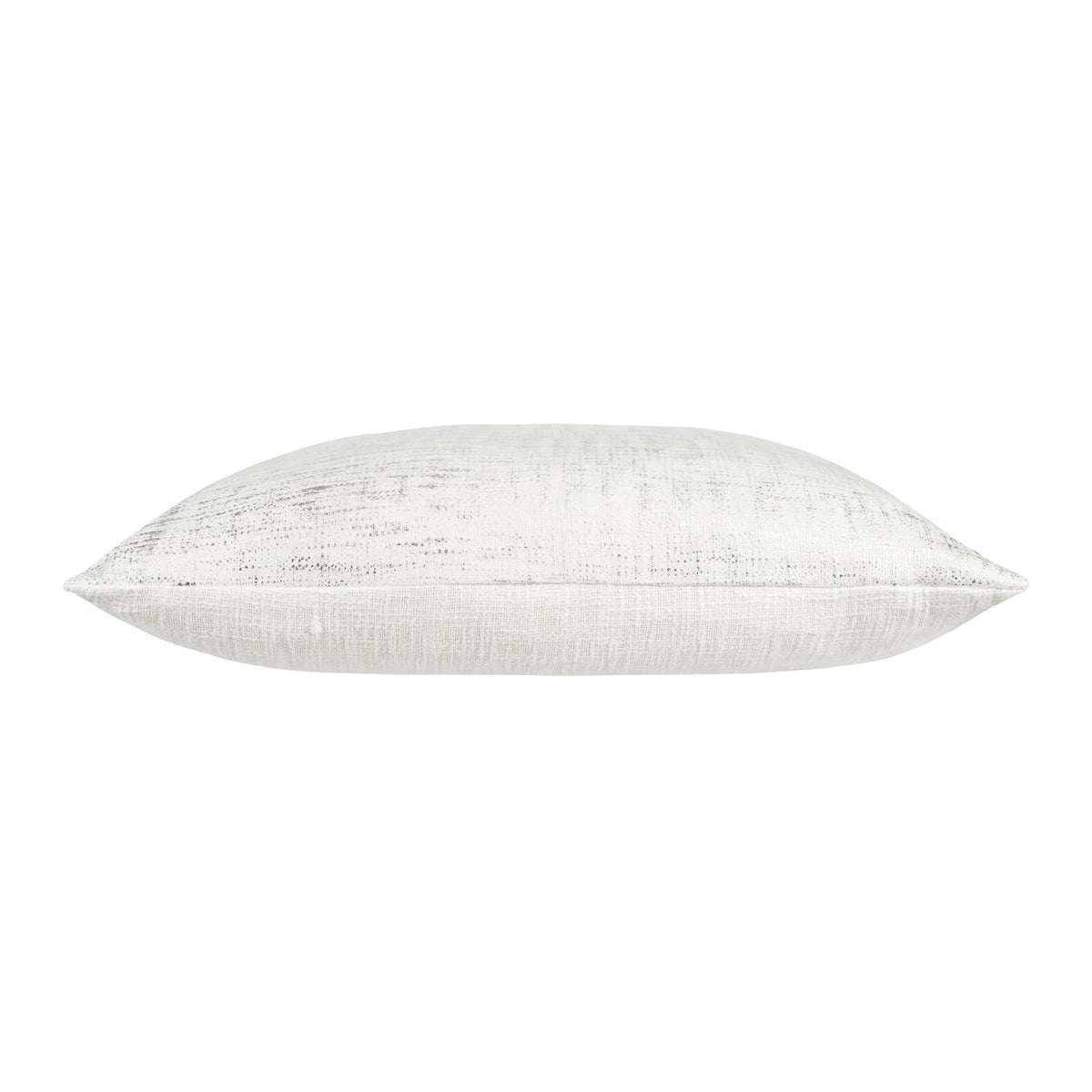 Mira Ivory Cotton Pillow with silver-flecked weave, side view