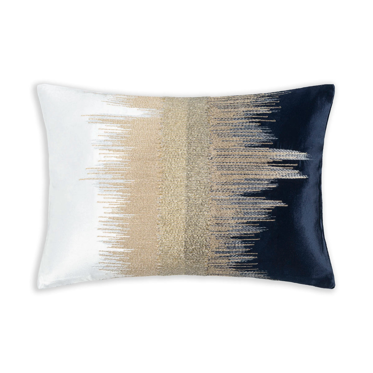 Mira Ivory Navy Velvet Lumbar Pillow by Maison Burgos