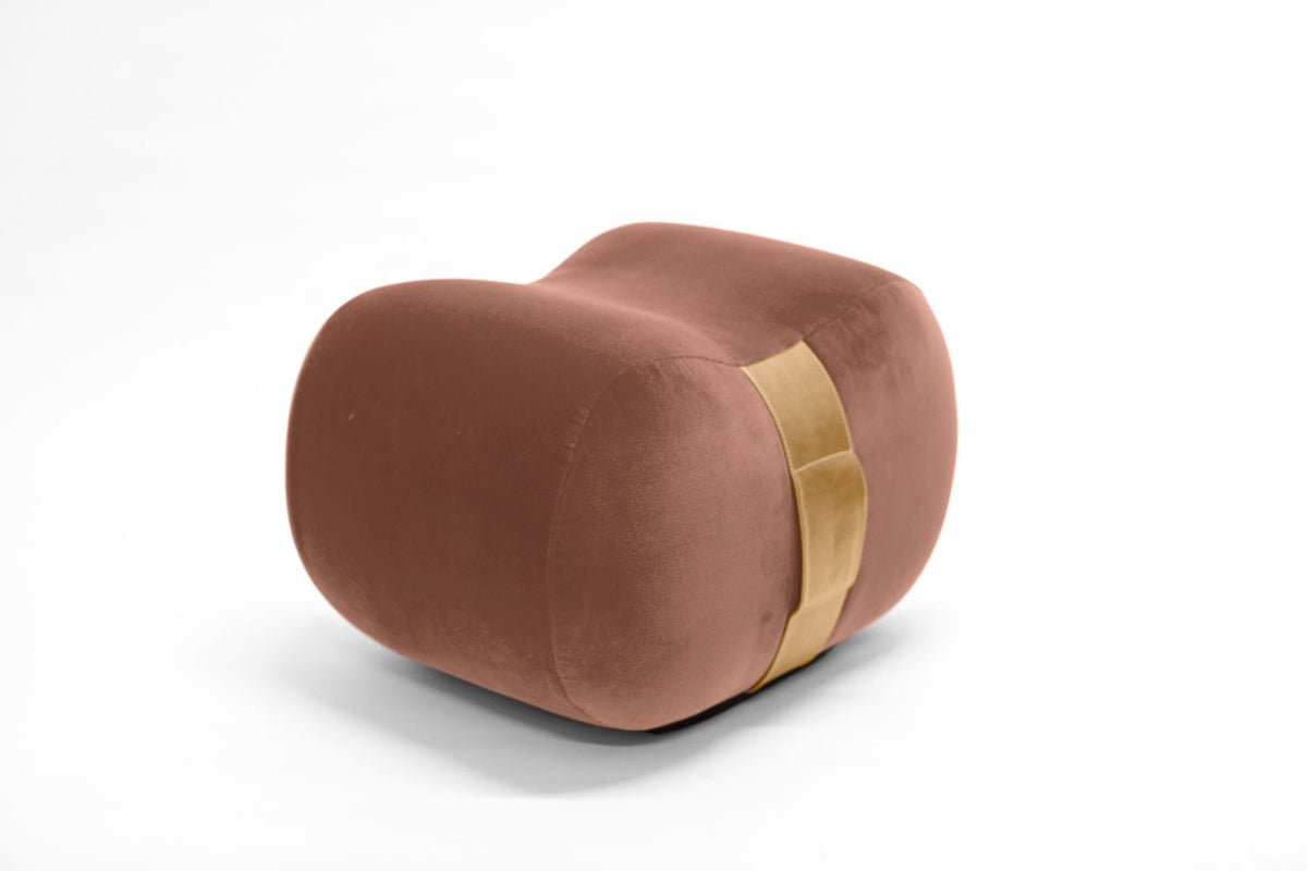 Milo bean ottoman Cameo Umber Velvet side