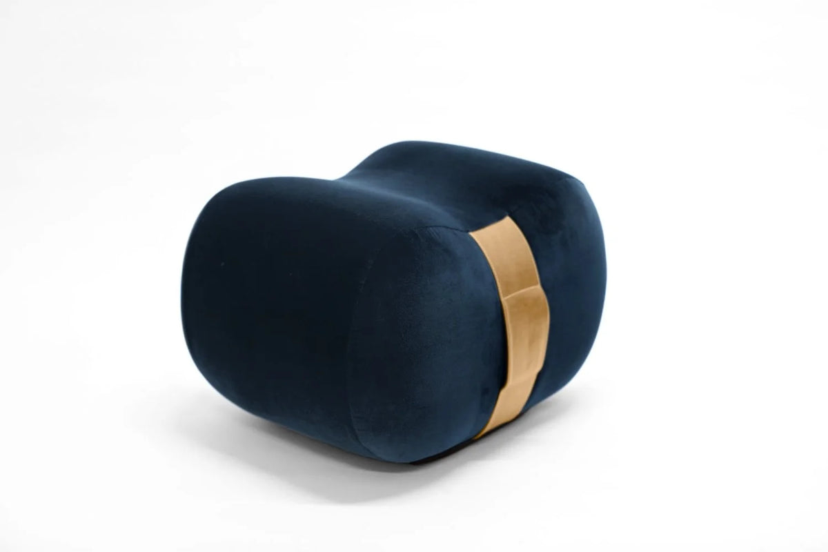 Milo bean ottoman Ocean Umber Velvet side