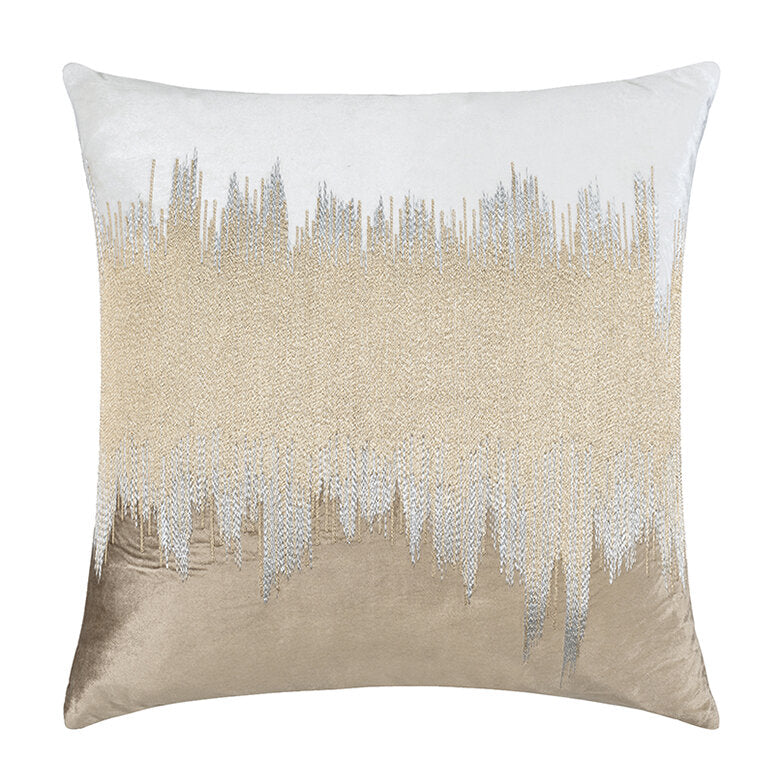 Mira Pillow in Ivory, 22"x22" square fading from ivory to gold to taupe