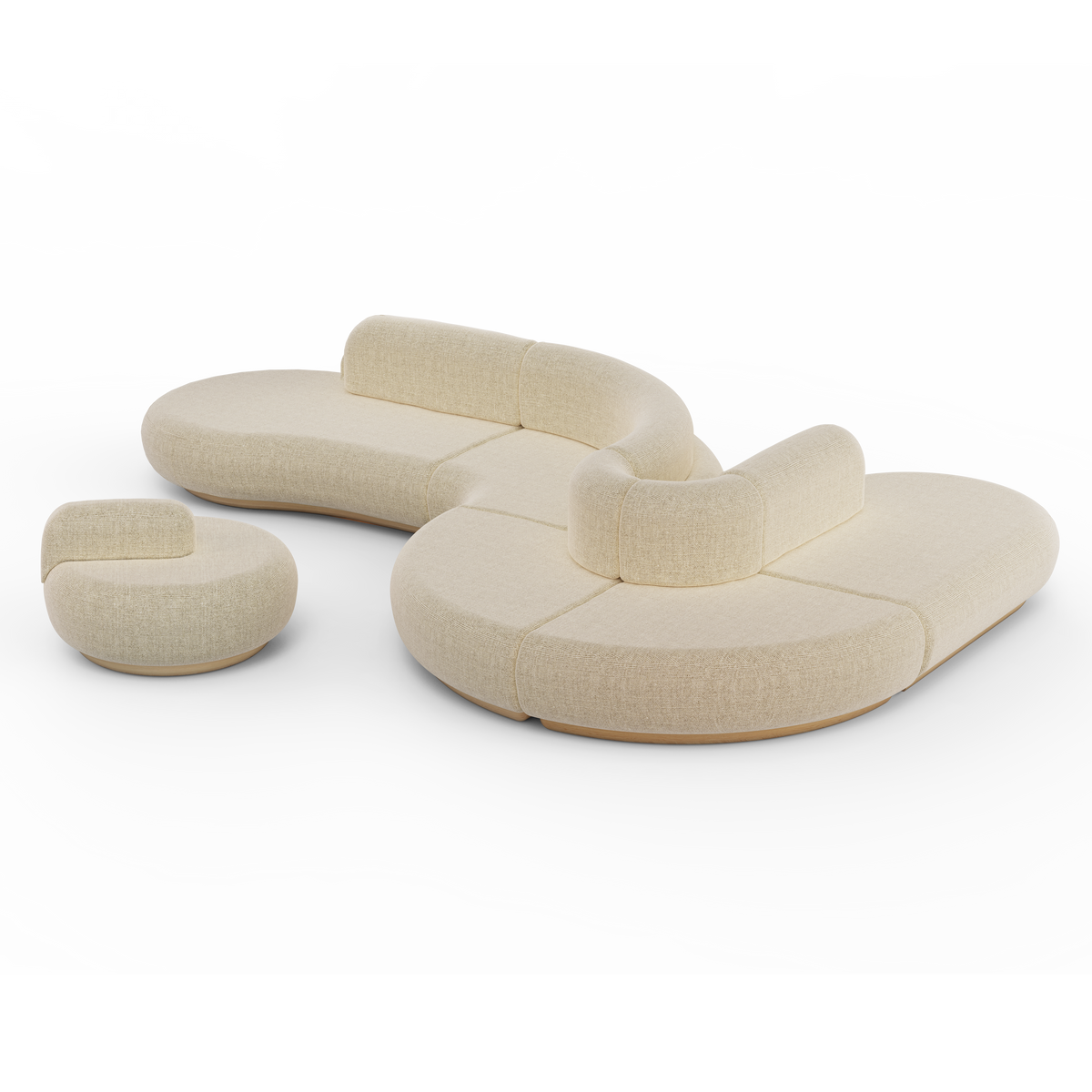 Naked Curved Sectional Sofa 5 Piece + 1 Pouf composition by Maison Burgos
