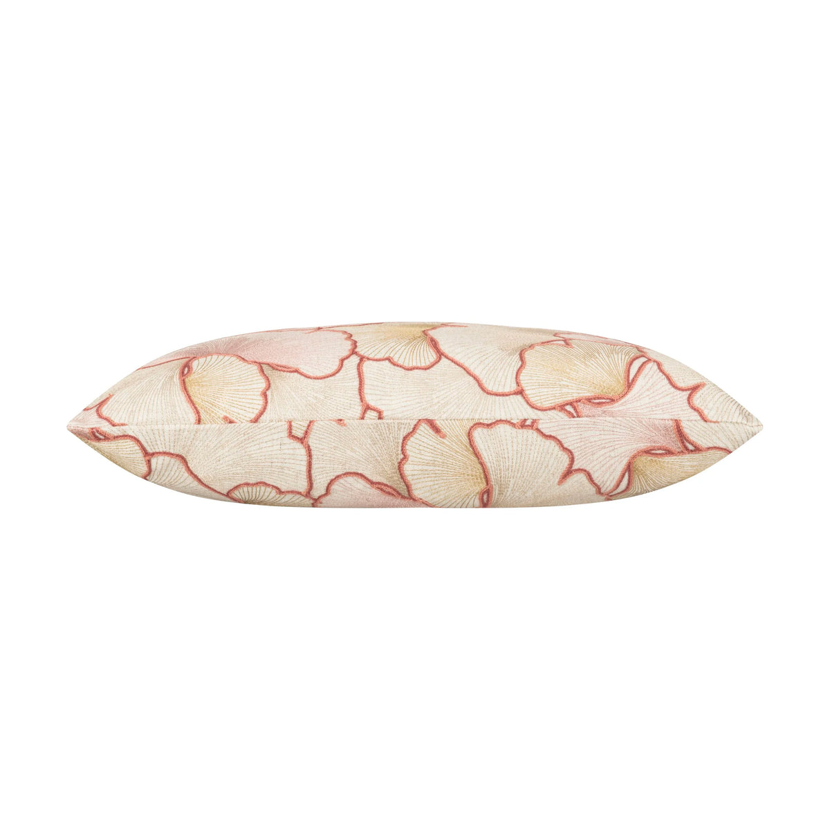 Opera Blossom pillow side profile in soft pink with coral veining