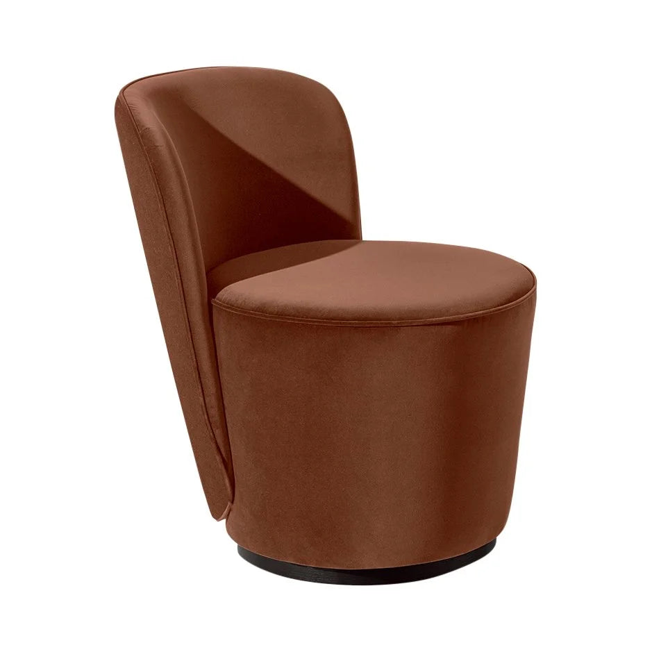 Opera Armchair in rust brown leather, three-quarter view