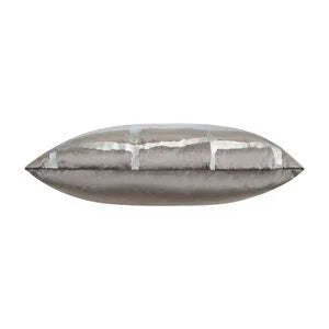 Oslo Black and Gold Pillow in Grey with metallic silver panels, side view