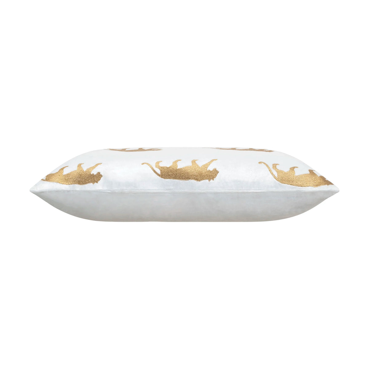 Rica Ivory Gold Embroidered Pillow in Ivory, side profile
